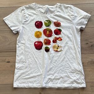 White Apple Print Short Sleeve Tee